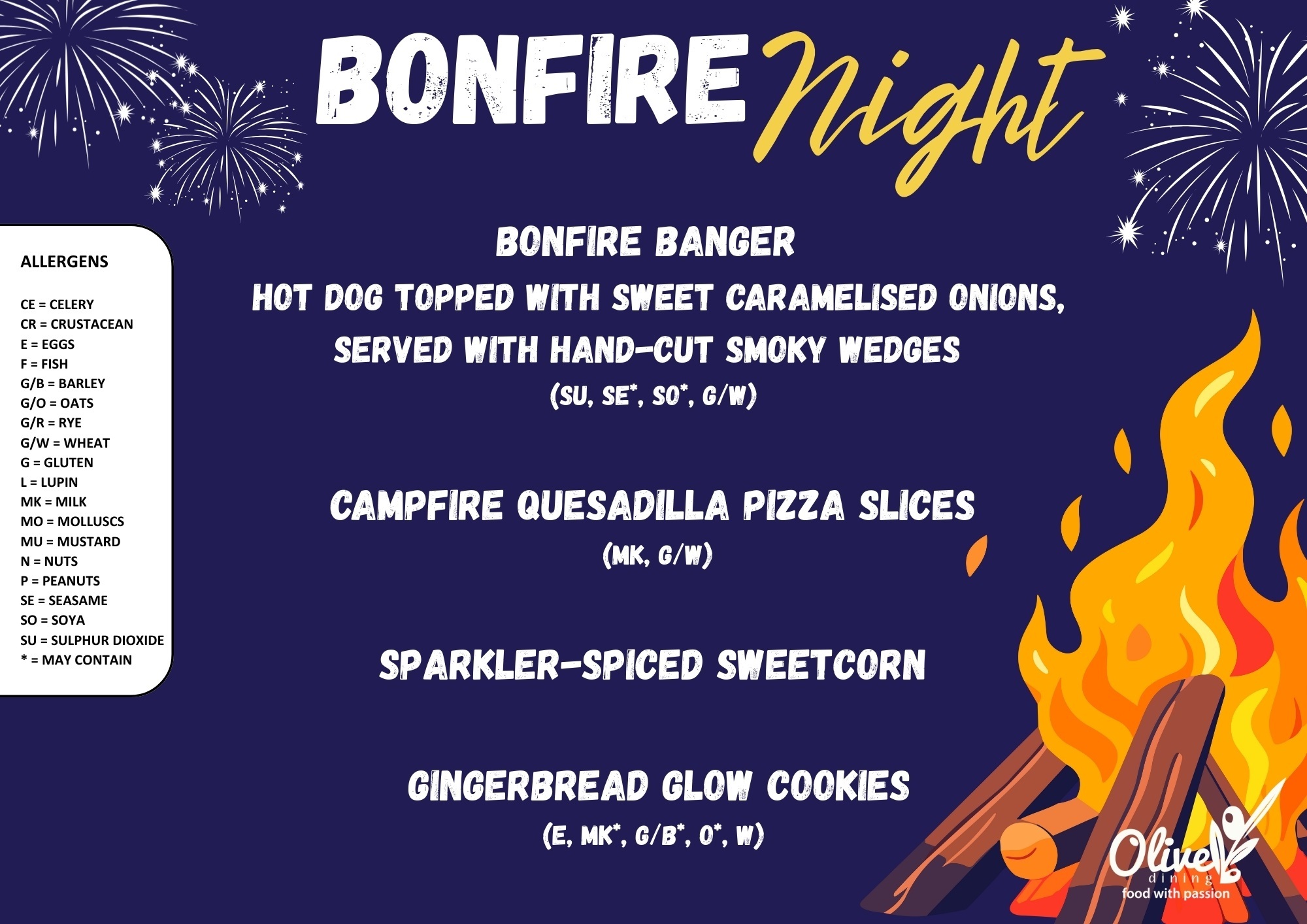 November   Bonfire Night  Menu