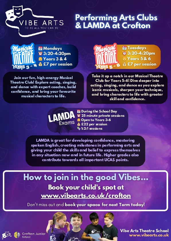 Vibe arts clubs crofton 2026 poster