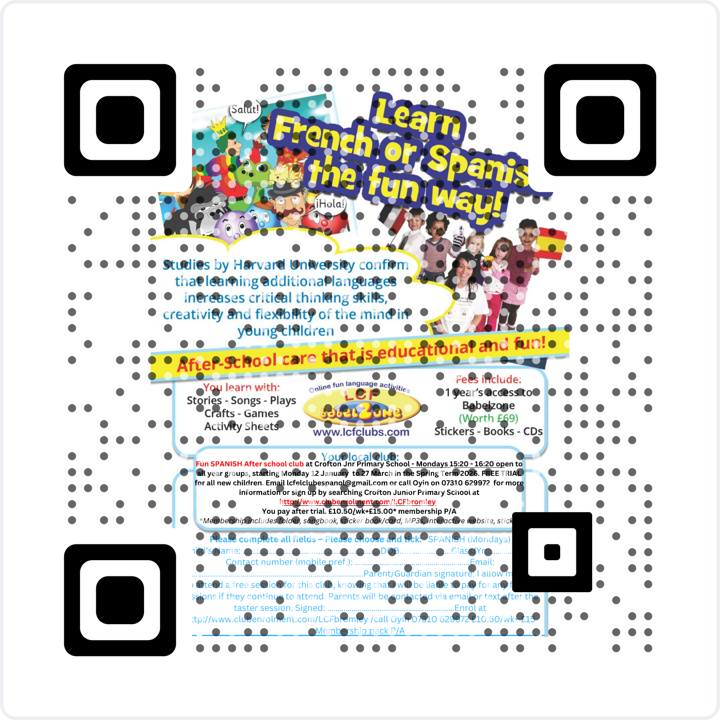 Club espaniol qr code to book